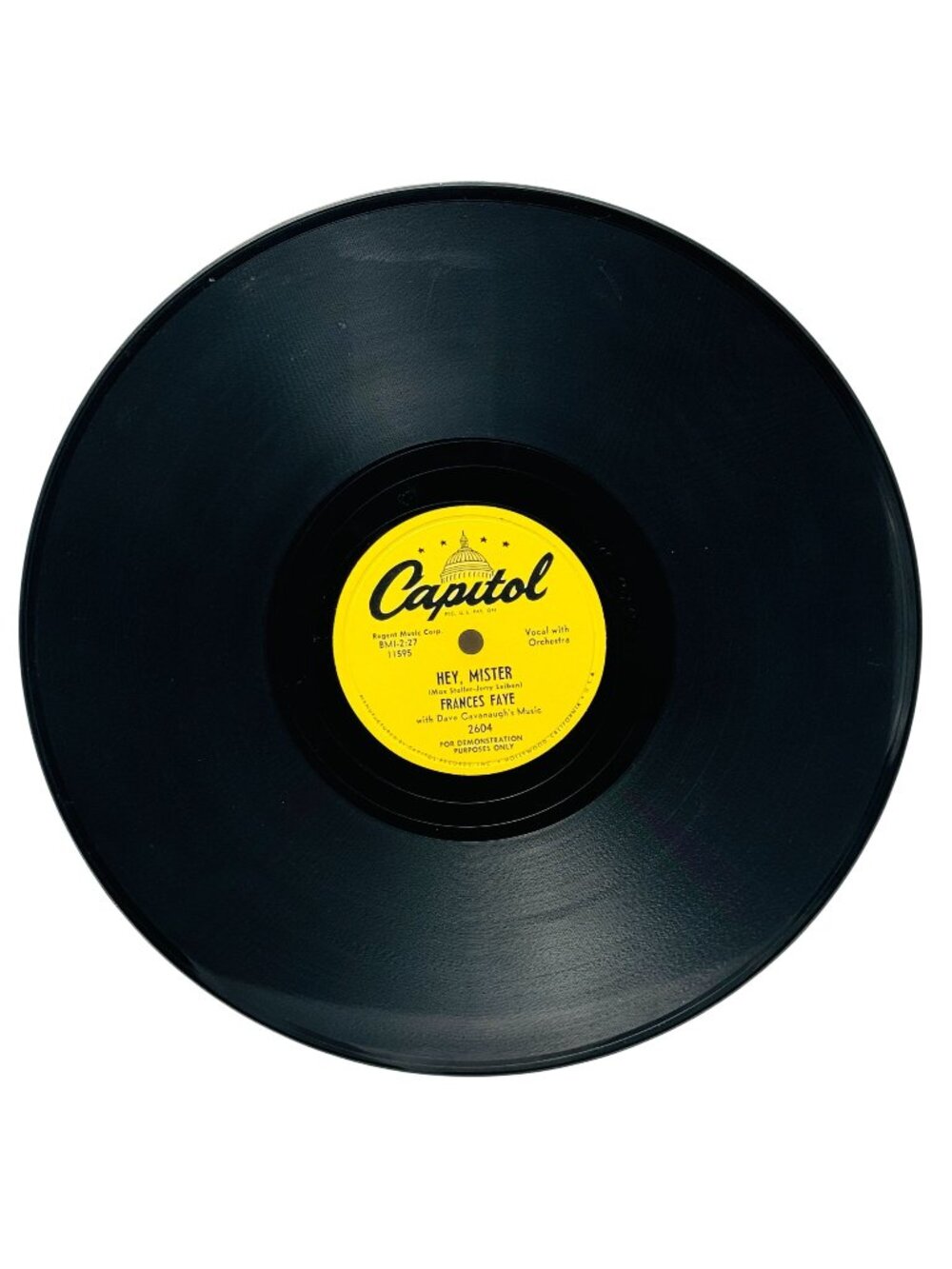 Frances Faye Hey Mister / Sorry Baby 10 Inch Shellac 78 RPM Capitol Records 2604